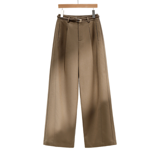 IHIMI海谧弧形分割线阔腿裤女2025秋季新款显瘦垂感直筒休闲长裤