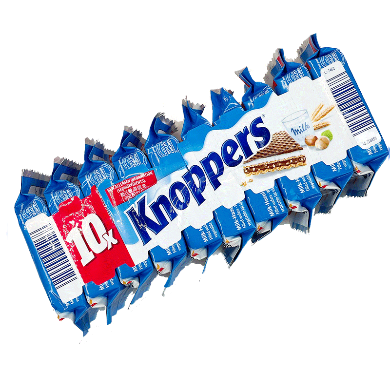 优力享德国进口威化饼干knoppers榛子巧克力夹心饼干休闲零食