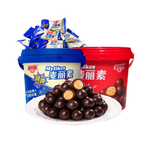 金丝猴原味跳跳麦丽素组合桶巧克力怀旧零食麦芽脆心（代可可脂）
