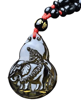 淘开运阁金蟾拜吉象贵宏吊坠属龙人吉祥物2026马年黑曜石葫芦项链