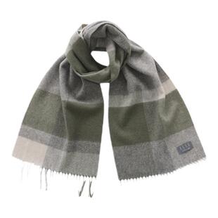 ELLE100%绵羊毛围巾女士秋冬季户外保暖时尚百搭休闲格子红色围脖