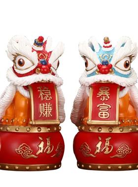 国潮舞狮醒狮招财纳福礼品摆件