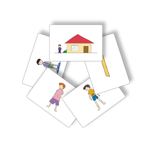 德美意芬反义词卡片儿童孤独自闭症语言迟缓训练思维训练教学用具