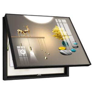 现代简约配电箱遮挡装饰画轻奢大气电表箱推拉翻盖壁画抽象晶瓷画