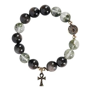 大英博物馆银曜石手串男生男士水晶手链男款男生生日礼物实用