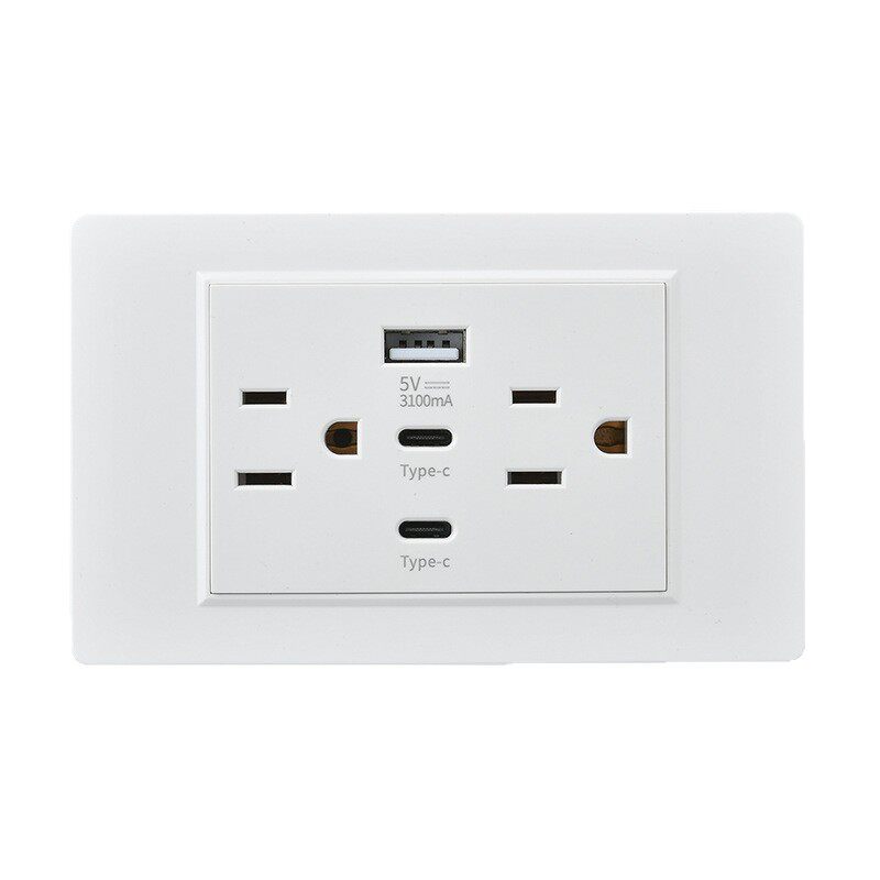 美标台湾typec插座面板16A美式110V南美墨西哥多口USB3.1A插座
