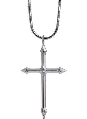 银色十字架蛇骨项链小众高级感