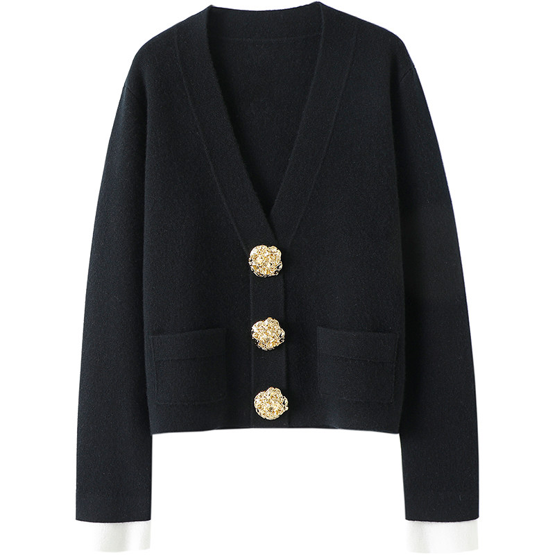 骨子里气场全开~四平针加厚山羊绒开衫女纯羊绒毛衣针织开衫外套