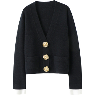 骨子里气场全开~四平针加厚山羊绒开衫女纯羊绒毛衣针织开衫外套