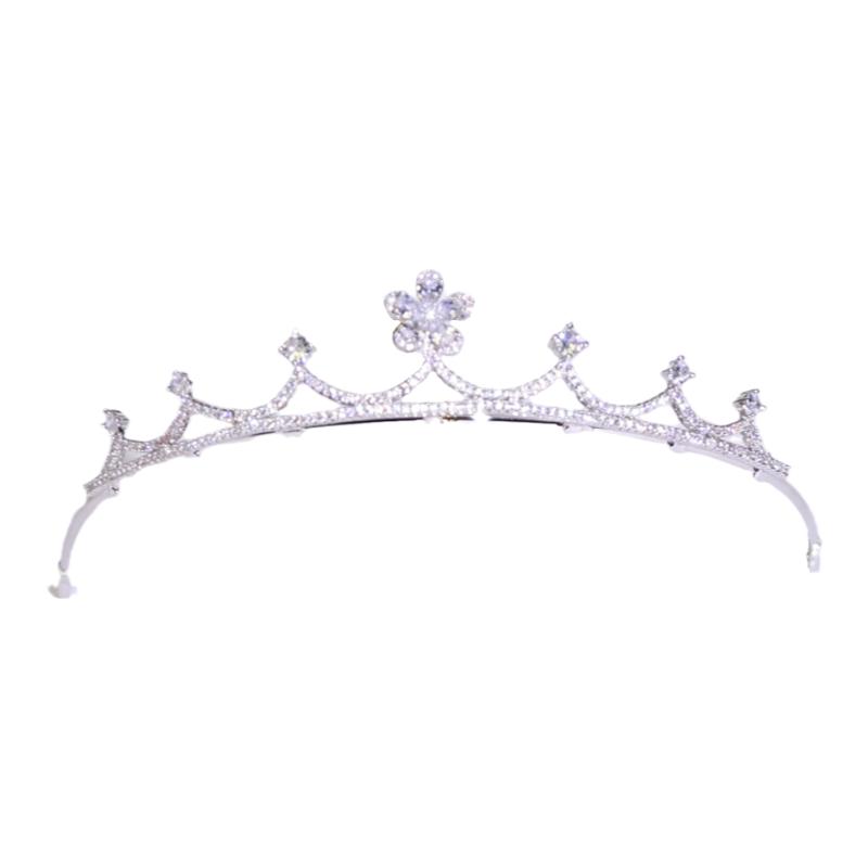 精致微镶雪花锆石皇冠儿童公主头饰女孩生日发饰发箍女童演出表演