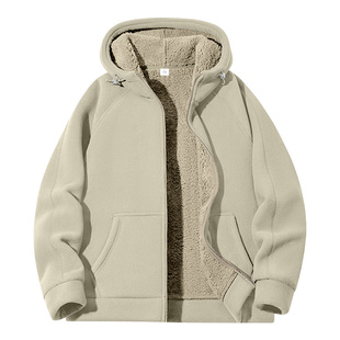 猫人700G双面摇粒绒外套男士加绒加厚羊羔绒保暖夹克连帽卫衣开衫