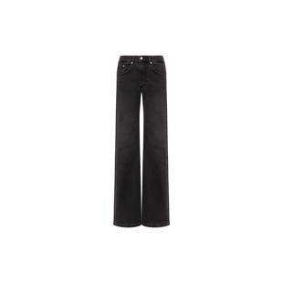 【礼物会员5折起】Moschino Jeans 女士徽标贴布棉质牛仔喇叭长裤