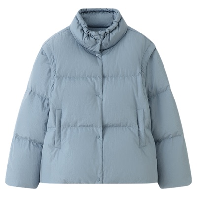 芮时90白鸭绒可拆卸袖两穿羽绒服