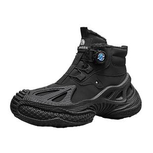 高帮男鞋冬季黑色运动休闲厚底增高老爹鞋加绒加厚保暖防寒雪地靴