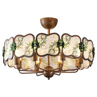 客厅吊灯中古风宋式美学珐琅彩大厅主灯新中式复古高端设计师灯具