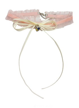 甜妹白色蕾丝缎带蝴蝶结爱心吊坠项链女纯欲choker颈链百搭款配饰