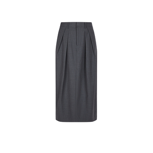 LESS春季简约口袋西装裙优雅时尚A字中长款高腰半身裙女2P1D14200