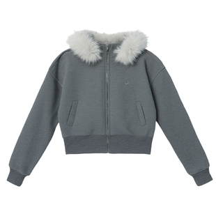 【现货】易碎商店·松弛感连帽大毛领卫衣短款显瘦高级感休闲外套