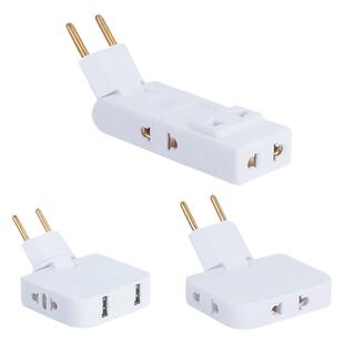 180°旋转圆孔插头一转三多孔转换插头扩展欧标欧规USB插座转换器