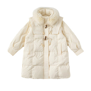 女童羽绒服2025新款洋气冬季狐狸毛领中大童90白鸭绒加厚棉服外套