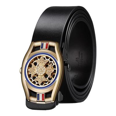 保罗可旋转男士真皮自动扣腰带