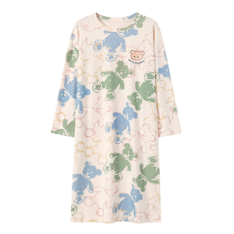 卡通小熊睡衣女春秋款家居服套装