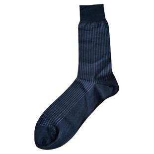 青岛外贸绅士袜简约竖条纹男袜小点点丝光棉袜子无骨黑夏季薄除臭