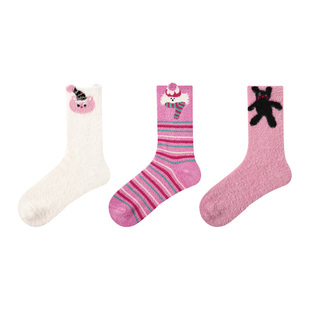 R文艺复兴冬季厚袜子女仿貂绒保暖堆堆袜25新款秋冬珊瑚绒中筒袜