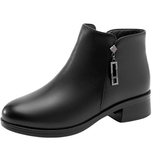 奥康 女鞋冬季靴子女短靴真皮加绒保暖妈妈皮靴棉鞋加厚女靴