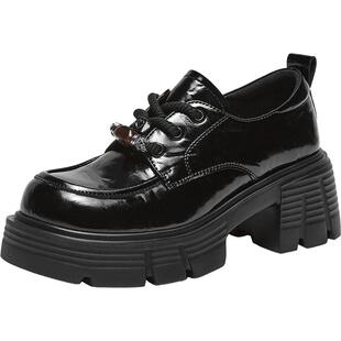 百思图2026春季商场新款厚底增高牛津鞋皮鞋乐福鞋女单鞋W1037AM6