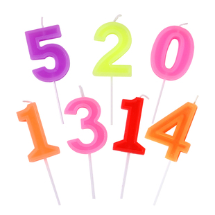 彩色数字生日蜡烛独立包装带底托生日许愿派对蛋糕用装饰烘焙用品