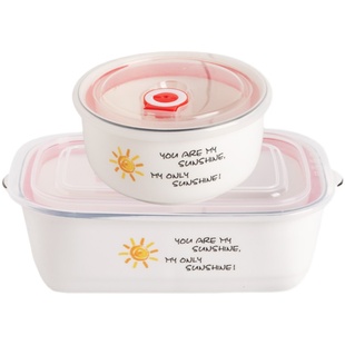 陶瓷饭盒分格便当盒微波炉专用带盖密封长方形成人三格多格保鲜盒