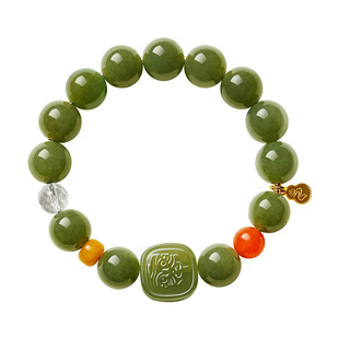 宫里上新和田玉手串女款真品天然玉石手链绿色串珠高级感生日礼物