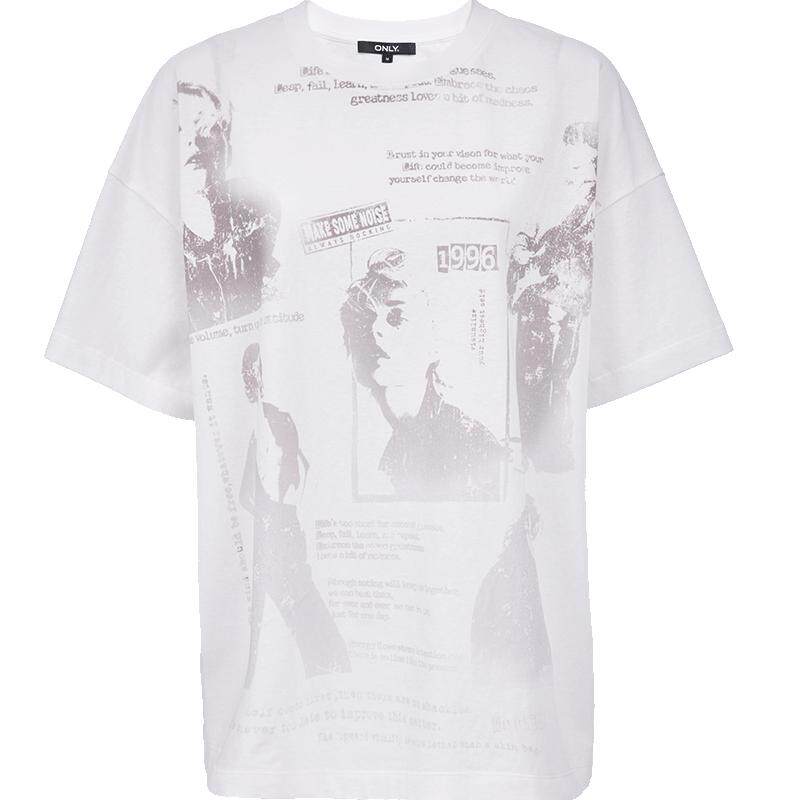 ONLY2025夏季新款酷感人像印花OVERSIZE版型落肩圆领短袖T恤女