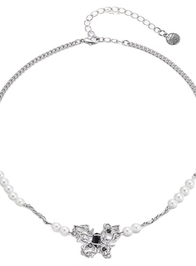 简约个性时尚小众冷淡风蝴蝶珍珠女潮酷ins项饰项链锁骨链批发