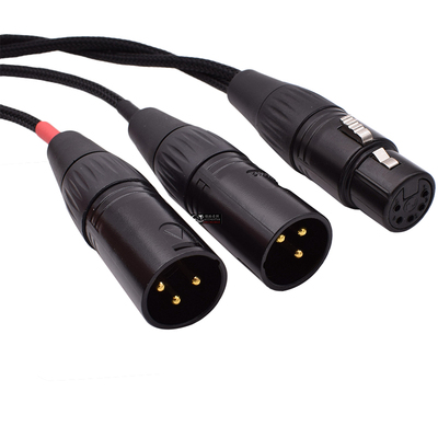 降噪版 5芯母转双3芯公卡农麦克风线五芯转三芯双声道音频线yeti麦克风线 ECM-680S适用MKH8040话筒线