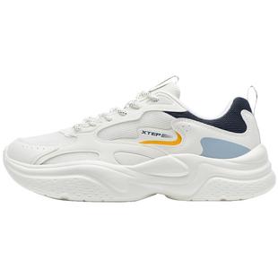 特步秋意休闲鞋男鞋冬季革网正品厚底增高轻便复古老爹鞋运动鞋子