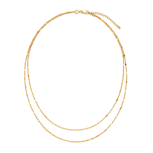 新款时尚高级感叠搭S925纯银镀18K金色波光粼粼超闪双层锁骨项链