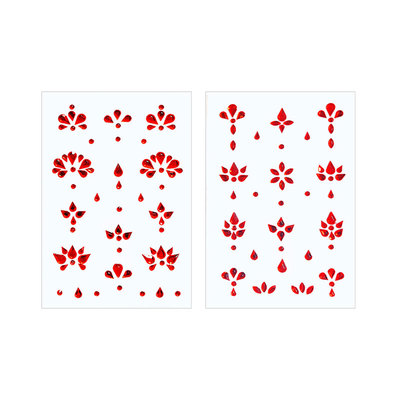 六一花钿眉心贴儿童水钻贴脸红色水晶钻贴古风舞台表演唐装装饰女童妆容脸贴额头贴汉服古妆写真水钻脸贴钻