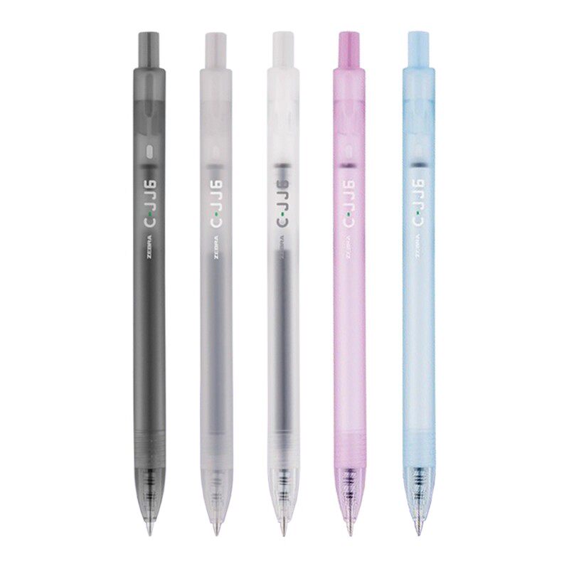 ZEBRA斑马JJ6雾透限定中性笔半透明磨砂迷雾杆虹彩笔中小学生黑色考试刷题笔按压式水笔0.5mm简约签字笔