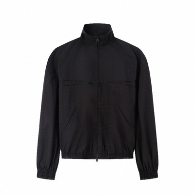 暗格纹复古拉链教练夹克