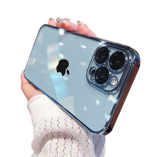 适用苹果13手机壳新款iphone14高级感12自带镜头膜15pro男士13promax透明16简约plus保护套女全包防尘电镀硬