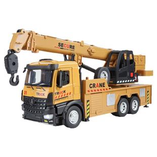 新款儿童仿真大号合金工程吊车模型回力灯光音效起重机挖掘玩具