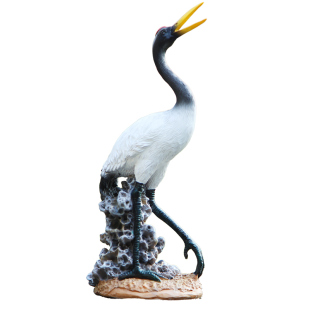 户外庭院假山流水鱼池装饰仙鹤摆件丹顶鹤雕塑水池喷泉造景景观