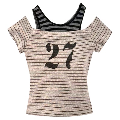 Godsplan*上帝计划条纹假两件