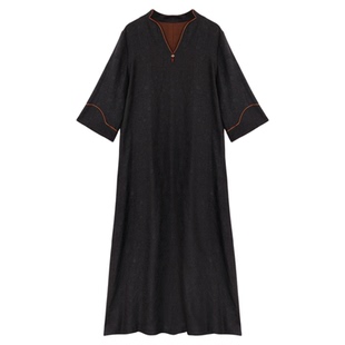 萧娘【轻云舞】四经绞罗香云纱桑蚕丝宽松连衣裙新中式中国风1415