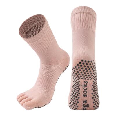 瑜伽袜五指防滑专业女普拉提袜子专用中筒袜秋冬运动室内瑜珈长袜