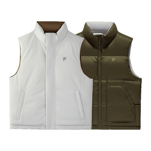 FILA FUSION斐乐潮牌双面穿羽绒马甲男2025冬季新款时尚休闲外套