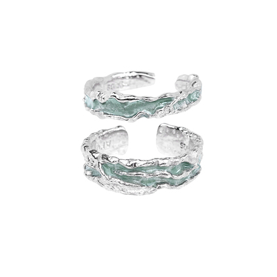 原创设计薄荷肌理感纯银小众戒指