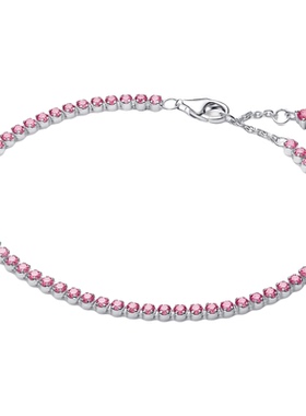 Pandora潘多拉粉色小号网球手链闪耀简约可叠戴时尚